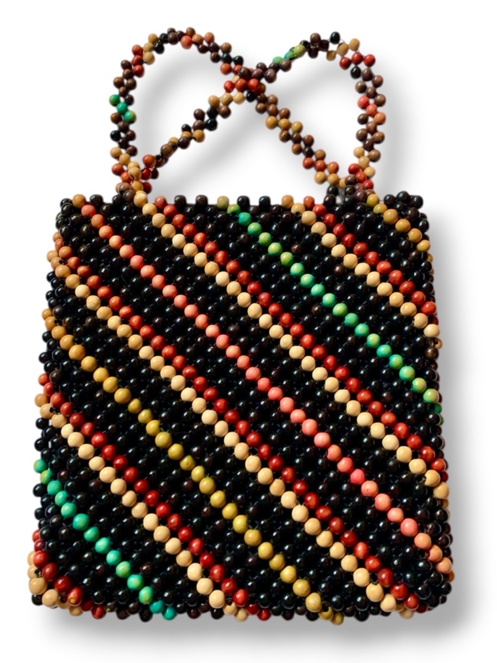 b o h o :: Retro Colorful Rafe Wooden Beaded Purse
